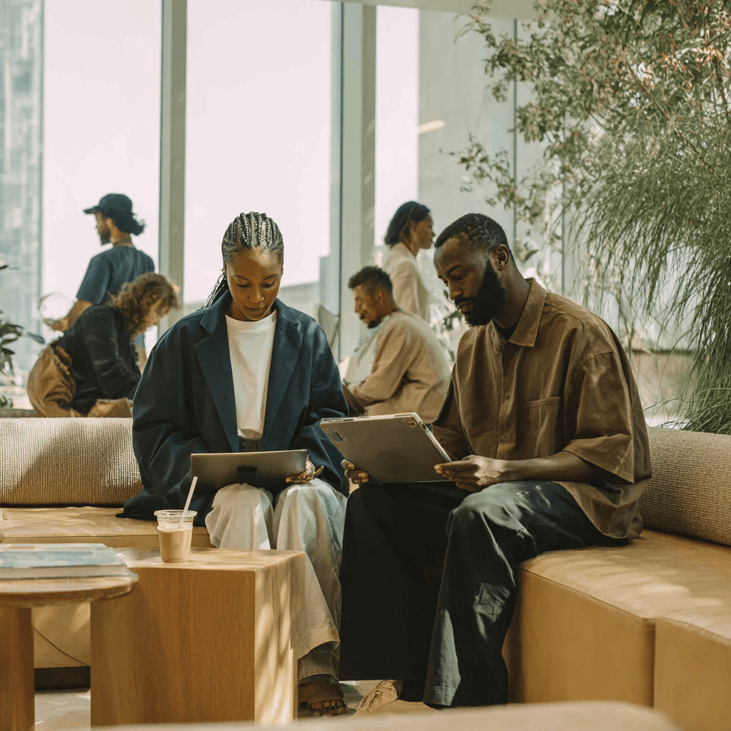Modern shared workspace lounge